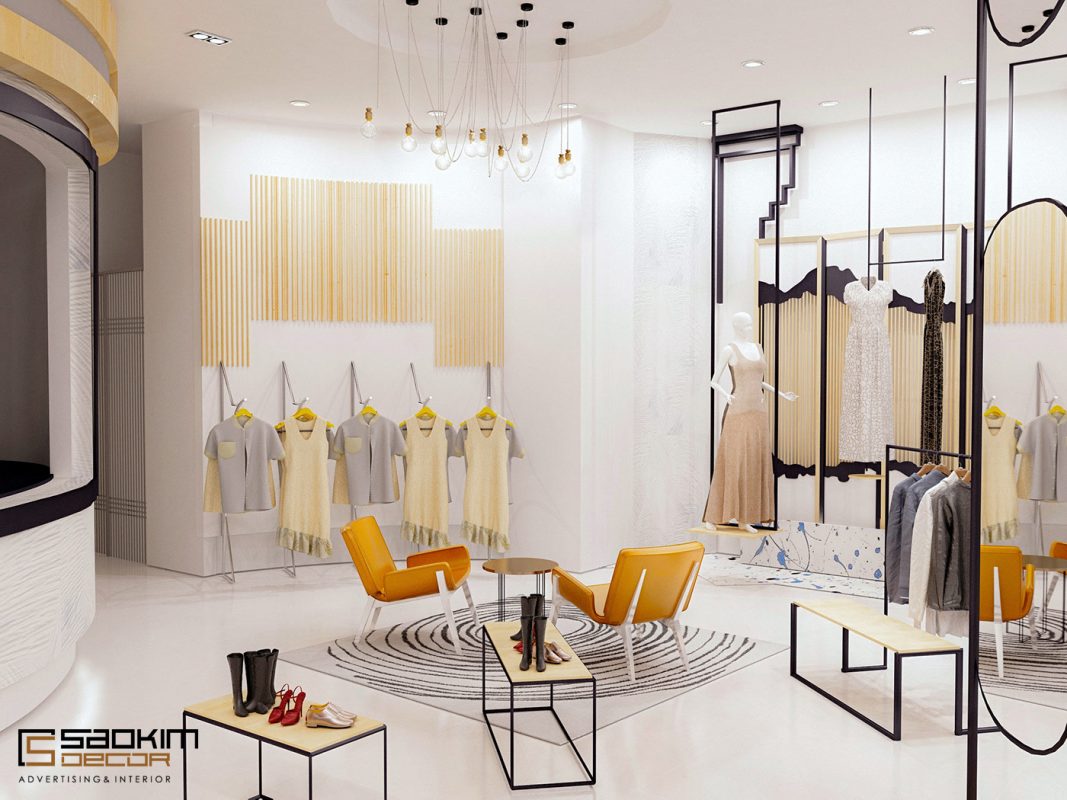Thiết kế cửa hàng thời trang phong cách tối giản