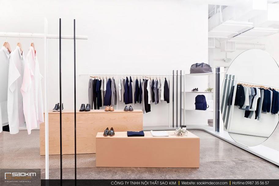 Thiết kế nội thất shop thời trang phong cách tối giản