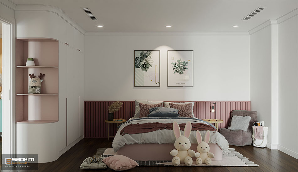 Thiết kế nội thất phòng ngủ bé gái chung cư phong cách Scandinavian dự án Sunshine Garden
