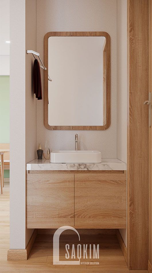 Không gian phòng tắm căn hộ Vinhomes Smart City mang phong cách thiết kế Color Block
