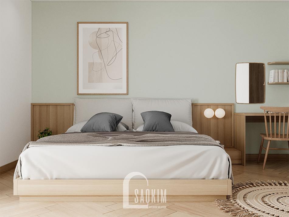 Thiết kế nội thất phòng ngủ master chung cư TSQ theo phong cách Zen